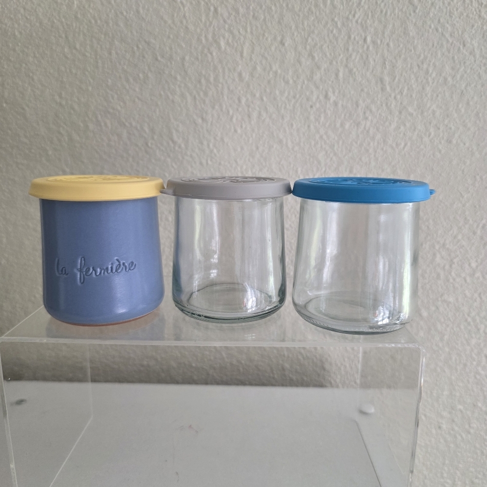 3 La Fermiere Yogurt Pot W/ Silicon Linds